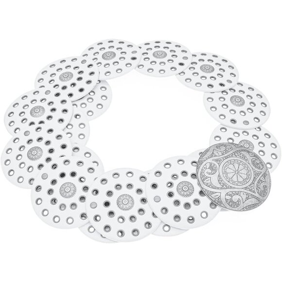 Wide Disc Belt Women Leather Western Boho Casual Dress Waist Accessory - Picture 3 of 6